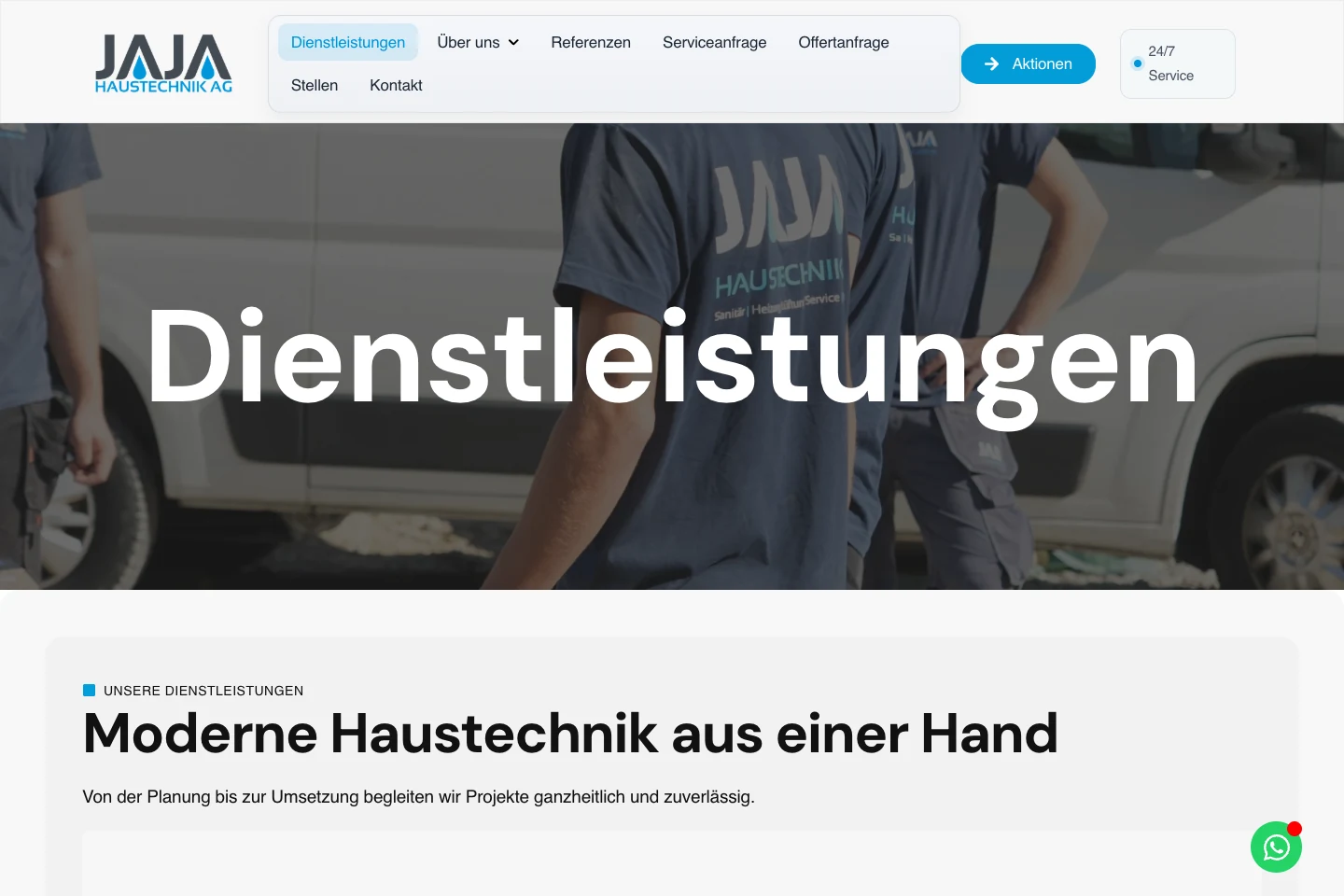 Leistungen – Das Leistungsangebot von JAJA Haustechnik AG.