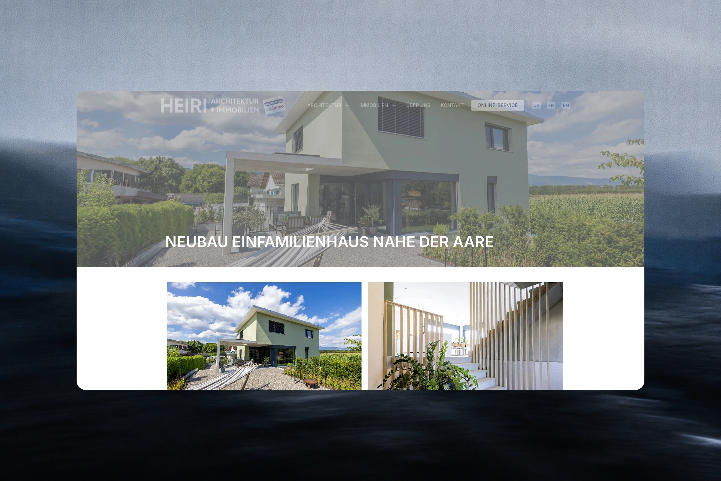 Projektdetail – Die Projektdetailseite verbindet konkrete Projektinformationen mit grossformatigen Bildern.