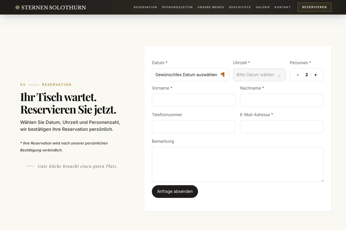Reservation – Die Anfrage für einen Tisch im Sternen.